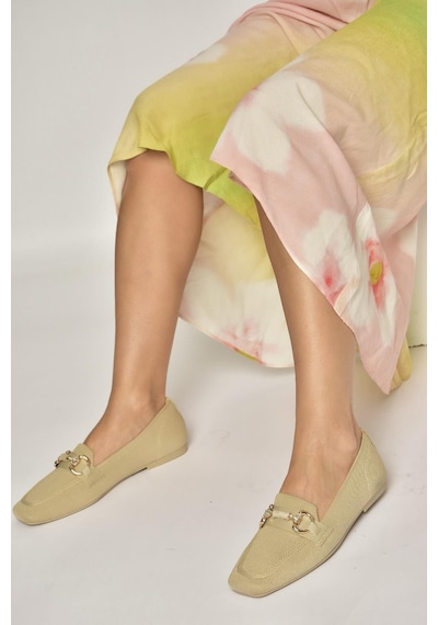 Fox Shoes Y820400104 Ten Triko Kumaş Toka Detaylı Kadın Babet Ten