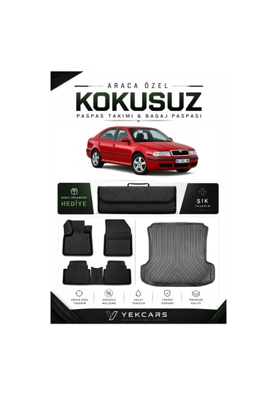 Skoda Octavia 2002 Model Aracınıza Özel 4d Karbonlu Kauçuk Paspas Takımı Ve Bagaj Havuzu