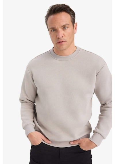 Defacto Relax Fit Bisiklet Yaka Kalın İçi Yumuşak Tüylü Basic Düz Sweatshirt T5139az25augr302 Gri
