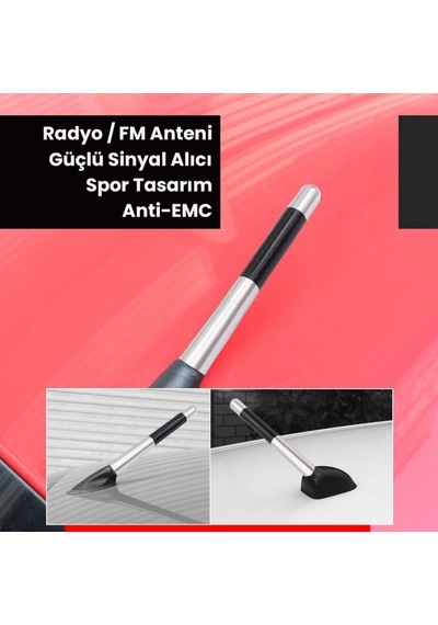 Karbon Alüminyum Spor Oto Anten 12cm Universal Evrensel Kısa Araç Anteni Gümüş Siyah Vidalı Set Gmax