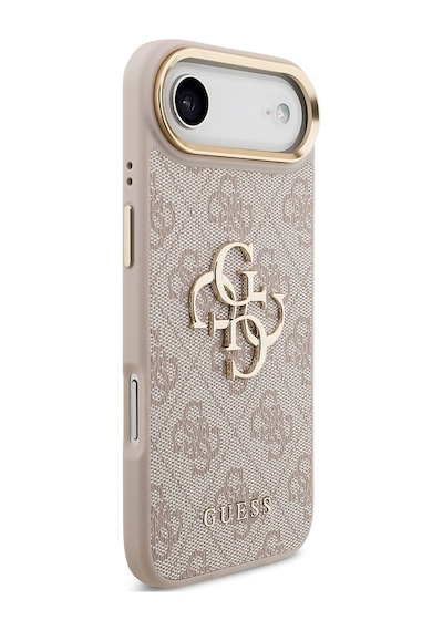 Apple Uyumlu iPhone 17 Air Kılıf Guess Lisanslı Gold Metal Kamera Çerçeve Metal Büyük 4g Yazı Logolu Kapak Pembe Pembe