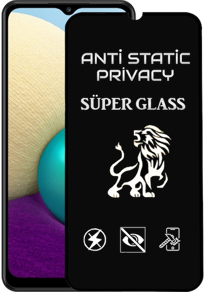 Samsung Galaxy Uyumlu A02 Tam Kaplayan Anti Statik Hayalet Süper Cam Ekran Koruyucu