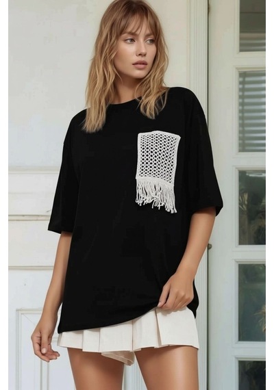 Mamayaga Kadın Bisiklet Yaka Yarım Kol Basic Pamuk Düz Cep Örgü Curve Büyük Beden Tshirt Siyah 54 - 56 Mamayaga Kadın Bisiklet Yaka Yarım Kol Basic Pamuk Düz Cep Örgü Curve Büyük Beden Tshirt Siyah 54 - 56