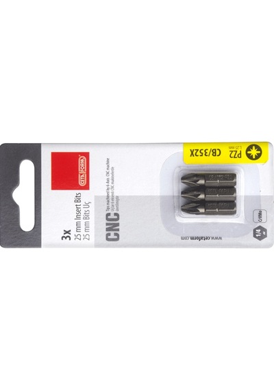 3 Pc.1-4"Pozidriv Bits Uç-Pz2X25Mm-Kartlı