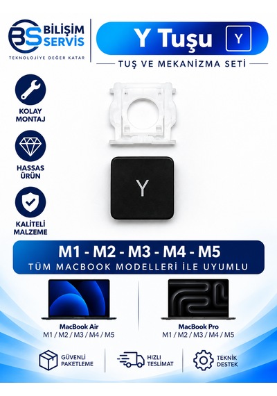 Apple Macbook Pro & Air M1-m2-m3-m4-m5 Uyumlu Mekanizmalı Y Tuşu