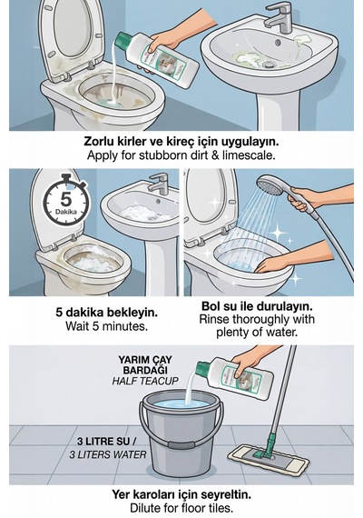Doğal Formüllü Wc Banyo Temizleyici 750 Ml 2'li Set