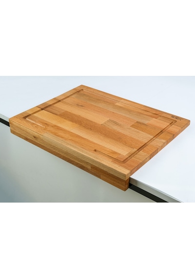 İroko L Kayın Ahşap Tezgah Üstü Kesme Tahtası 45x35 Cm Oluklu, Kenarlıklı, Premium El Yapımı Ahşap