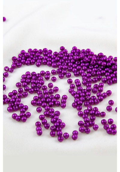 4 Mm Canlı Mor Plastik İnci Boncuk Aksesuar Takı Malzemesi 25 Gr