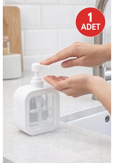 1 Adet Kare Sıvı Sabunluk Şeffaf Gövdeli Basmalı Sıvı Sabun & Deterjan Dispenseri Diğer