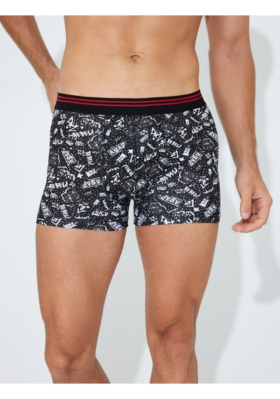 Koton 3'lü Boxer Seti Desenli Pamuklu Siyah 5wlm90027mk