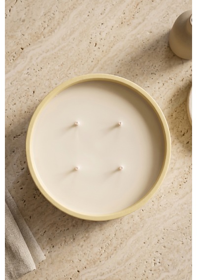 Kafna Beyaz Sabun Kokulu Büyük Boy Dekoratif Beton Mum - %100 Soya Wax Sarı