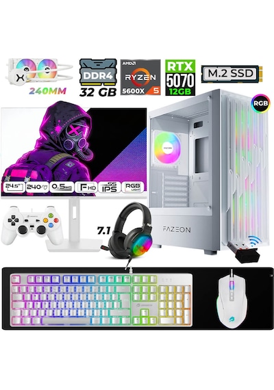 Fazeon Astra X340 R5-5600X 32 GB 1 TB M.2 NVMe SSD 12 GB RTX5070 24.5" Free Dos Masaüstü Oyuncu Bilgisayarı
