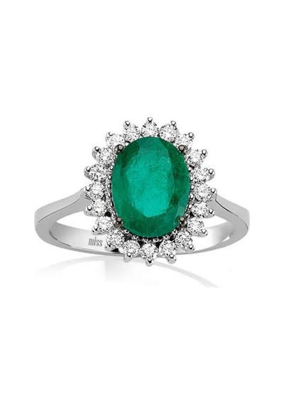 Pırlantalı Oval Zümrüt Anturaj Yüzük (518571583)