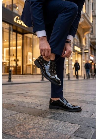 Pierre Cardin 702606 Siyah Rugan Damat Ayakkabısı Takım Ayakkabısı Erkek Klasik Ayakkabı
