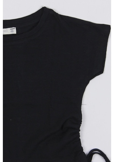 Escabel Kız Çocuk Yandan Büzmeli Tshirt Siyah