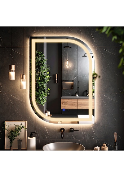 Curva Günışığı Kumlamalı Lavabo & Banyo Aynası Dokunmatik Sensörlü 80 X 60