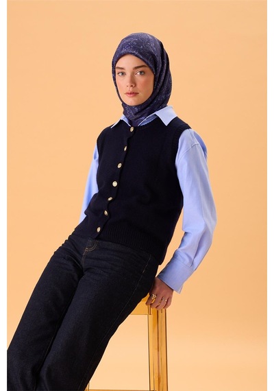 Silk Home Viskon Karışımlı Velora Eşarp Lacivert-morcivert Lila Bebe Mavi Desenli Tok Duruşlu 90x90 Çok Renkli