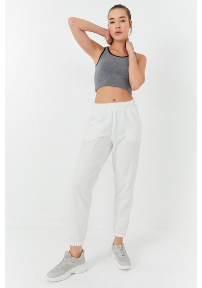 Tommy Life Gri Melanj Basic Sıfır Kol Dar Kalıp U Yaka Kadın Crop Top Atlet - 97162 Gri Melanj