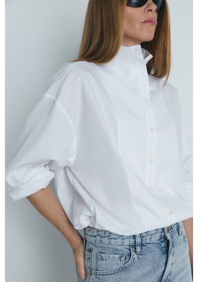 Suud Collection Ekru Eden Dik Yaka Gömlek