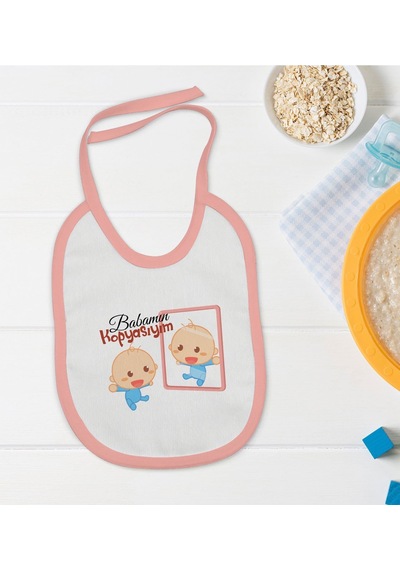 Bk Kids Babamın Kopyasıyım Tasarımlı Pembe Bebek Mama Önlüğü Pembe