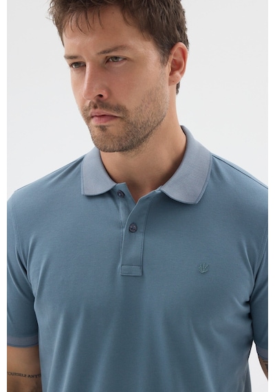 Koyu Mavi Polo Yaka Pike Kısa Kol Slim Fit %100 Pamuk Tişört 1011260171
