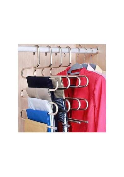 Metal Pantolon Pijama Askısı 5 Katlı Dolap Içi Düzenleyic Gri