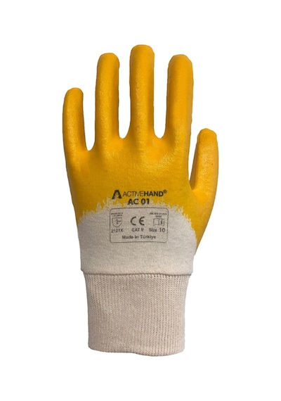 Actıvehand %100 Pamuk Astarlı Nitril Kaplama Eldiven 12'li Paket