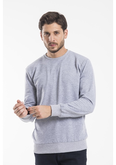 Süperlife Erkek Bisiklet Yaka Regular Fit İnce Sweatshirt Spr 20k30 Gri Melanj