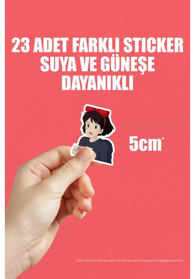 Kiki's Delivery Service Anime Telefon Laptop Bujo Yapışkanlı Folyo Sticker Paketi 23 Adet Çok Renkli