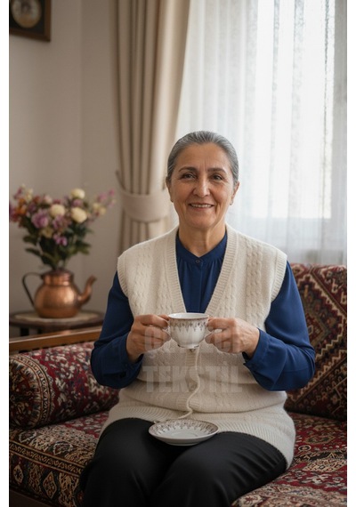 Ulupazarlama Düğmeli Yumoş Yelek Krem