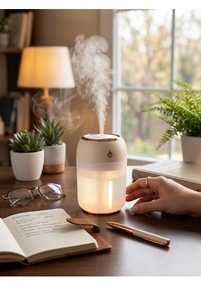 Ultrasonik Sessiz Hava Nemlendirici - Rose Gold Detaylı Buhar Makinesi 330 Ml