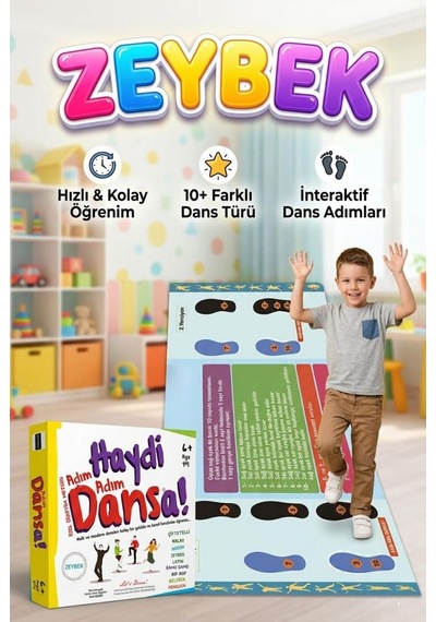 Haydi Dansa Zeybek Dans Matı 130x70 Cm Adım Adım Eğitici Halk Dansı Öğretim Oyunu