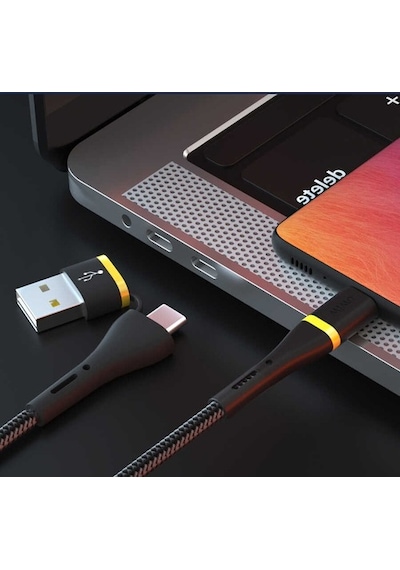 Wiwu Ed-105 2 In 1 Usb A- Type-C To Lightning Elite Data Cable (500161623)-Siyah
