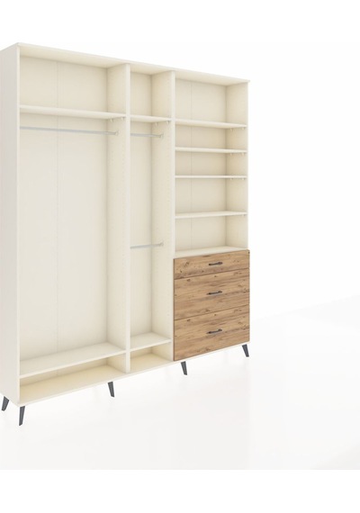 Arges Dolap 9 Raflı 3 Çekmeceli 3 Askılı 220x30x243 Aytaşı-aytaşı/çam Aytası/atlas Çam