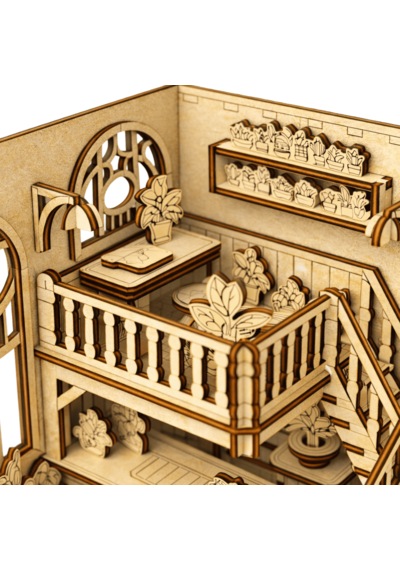 Indoor Garden Ahşap Maket Seti Dıy Miniatür İç Mekan Bahçesi Book Nook Dekoru