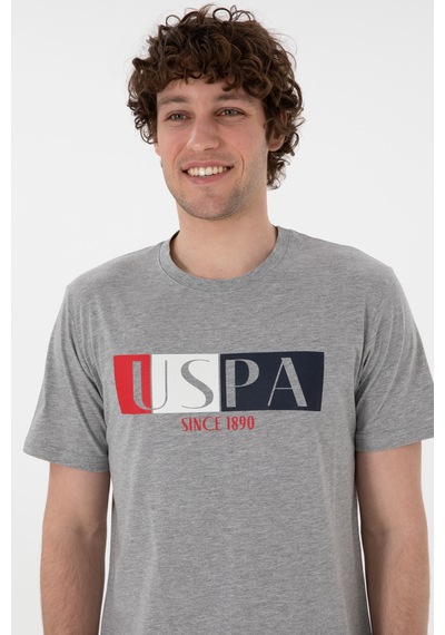 U.S. Polo Assn. Erkek Bisiklet Yaka Gri Melanj Pijama Takımı 50309821-VR086