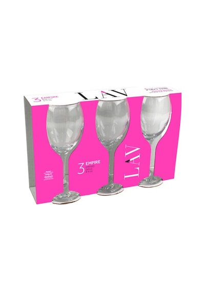 Lav Empire Cam Kırmızı Şarap Kadehi 3'lü 245 ml Ayaklı (Meşrubat Bardağı)