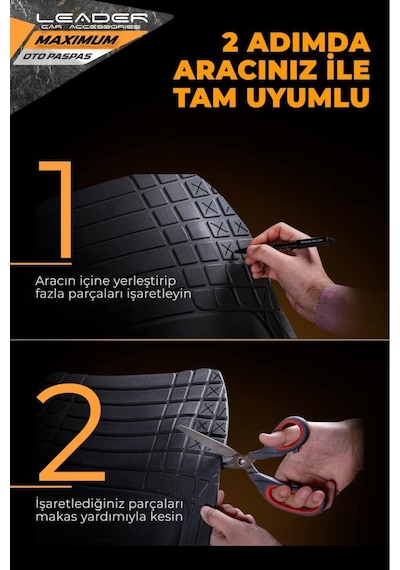 Peugeot 307 Kesilebilir Universal Paspas 4D Havuzlu Siyah