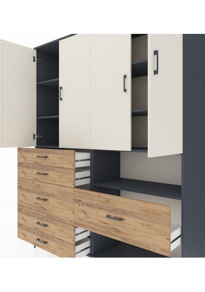 Hyperion Gardrop 7 Raflı 6 Çekmeceli 4 Kapaklı 176x44x221 Antrasit-aytaşı/çam Aytaşı/çam Hyperion Gardrop 7 Raflı 6 Çekmeceli 4 Kapaklı 176x44x221 Antrasit-aytaşı/çam Aytaşı/çam