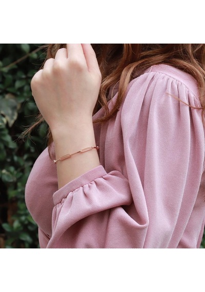 Rose Gold Kaplama Trend Geçme Zincir Gümüş Set Gümüş