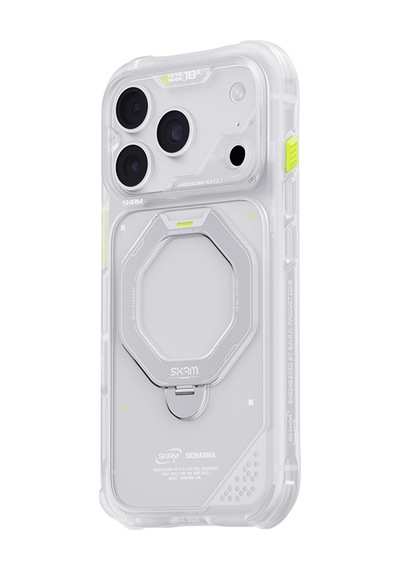 Apple iPhone 18 Pro Uyumlu Kılıf M-safe Şarj Özellikli Standlı Skinarma Saturn Kapak Beyaz