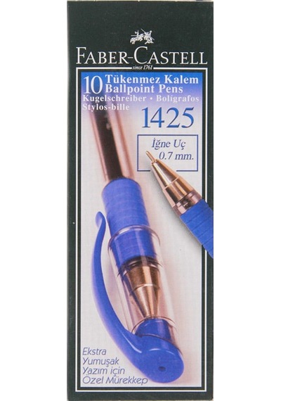 Faber Castell 1425 Tükenmez Kalem 0.7 MM İğne Uçlu Mavi 10'lu
