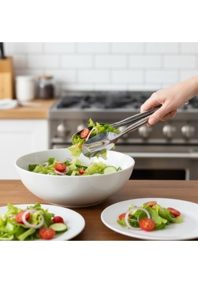 Paslanmaz Çelik Salata Ve Servis Maşası 21 Cm Çok Amaçlı Yemek, Makarna Ve Salata Servis Pensesi