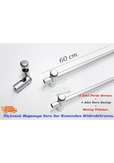 Perde Borusu Perde Çubuğu Ve Başlığı Perde Çubuğu 60 Cm (1 Çift)