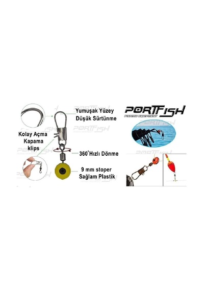 Portfish Bl-6015 Stoperli Fırdöndülü Klips M Beden - Standart