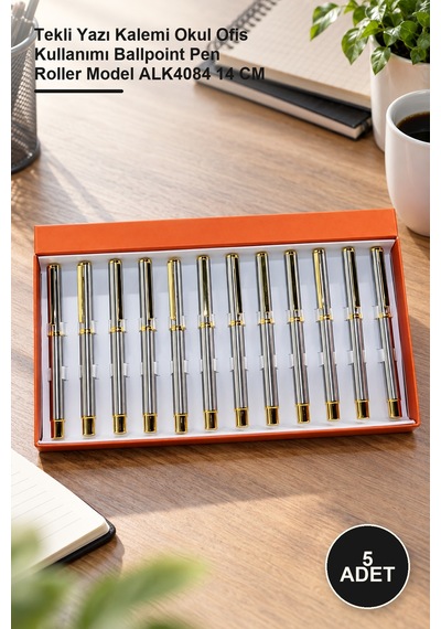 5 Adet Tükenmez Kalem Tekli Yazı Kalemi Okul Ofis Kullanımı Ballpoint Pen Roller Model Alk4084 14 Cm 1