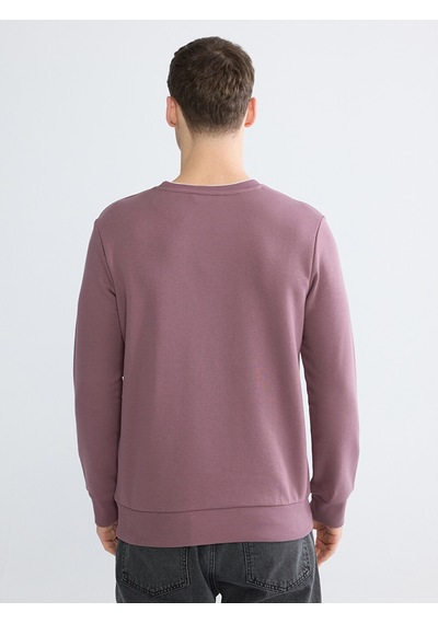 Lcwaıkıkı Classic Mürdüm Regular Fit Bisiklet Yaka Baskılı Erkek Sweatshirt