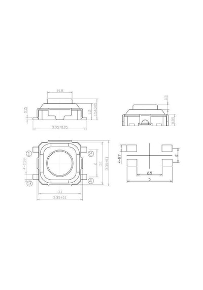 4 Pinli 3X3X1.5Mm Buton
