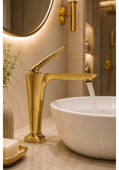 Sensa Kısa Lavabo Bataryası Mat Pırınc-altın Mat Pirinç Altın