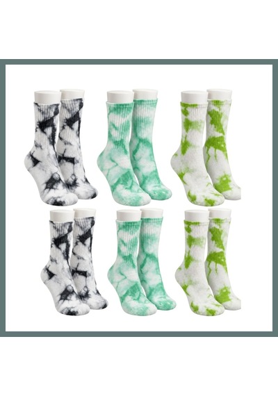 Bezos Unisex Batik Desenli Çorap 6'lı Set Renkli Pamuklu Uzun Soket Dikişsiz Nefes Alan Günlük Spor Çorabı Ventra Çok  Renkli